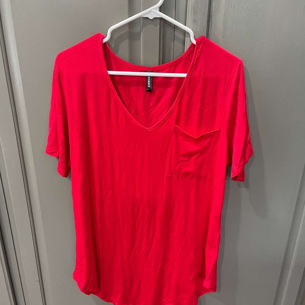 Women's Red V-Neck Top allegrace large